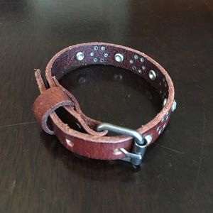 Belt buckle studded leather bracelet
